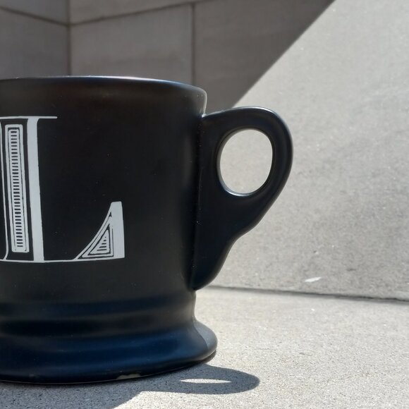 Anthropologie Black Mug with White Monogram - Coffee Mug with Initial "L" - Picture 5 of 13